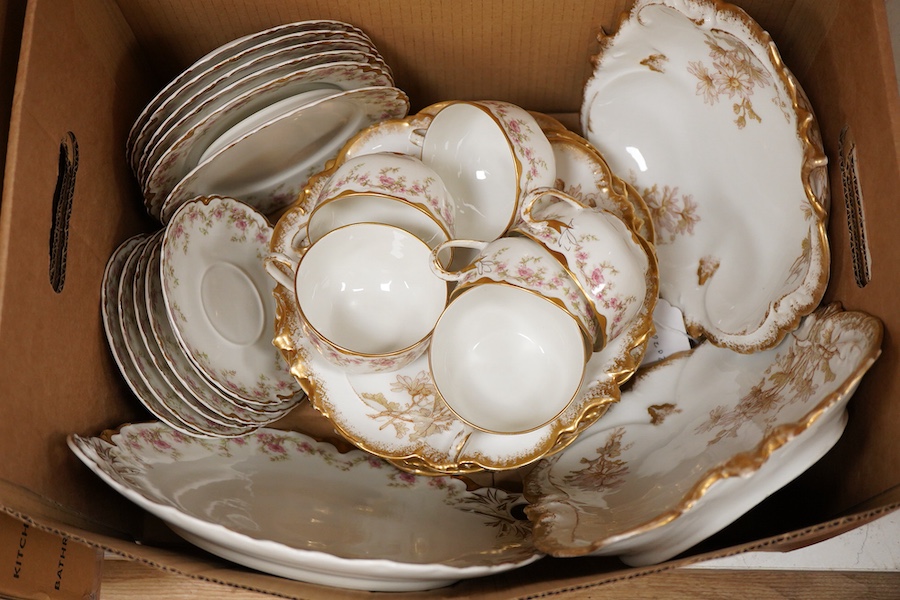 Mixed dinnerwares, to include Limoges dessert set and Johnson Brothers part dinner service (2 boxes)